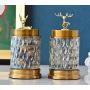 Reindeer Transparent with Cover Sugar Jar Living Room Soft Decorations Craft Creative Ornaments Glass Candy Jar (A)