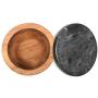 jalz jalz Large Wood Salt Box Spice Seasonings Keeper Solid Natural Acacia Base Black Marble Lid Elegant Design Decorative Boxes Big Capacity