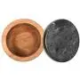 jalz jalz Large Wood Salt Box Spice Seasonings Keeper Solid Natural Acacia Base Black Marble Lid Elegant Design Decorative Boxes Big Capacity