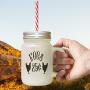 Green Eggs 25C Frosted Glass Mason Jar With Straw