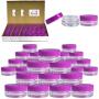 (Quantity: 200 Pieces) Beauticom 3G/3ML Round Clear Jars with PURPLE Lids for Scrubs, Oils, Toner, Salves, Creams, Lotions, Makeup Samples, Lip Balms - BPA Free