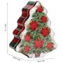 Christmas Cookie Tin with Lids Tree-Shaped Candy Storage Jar Holiday Decor Containers Gift Box Assorted Holders for Candy Cookie Card Chocolate (Flower)