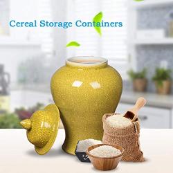 Airtight Food Storage Containers Bins Large With Lids, Ceramic Pottery Cereal Containers Canister Cookie Jar For Kitchen Pantry Organization Flour Rice Candy Bulk, 9L, 42x23cm (Color : Green)