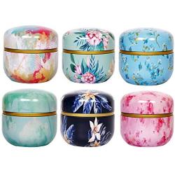 Ibnotuiy 6PCS Tinplate Mini Tea Coffee Storage Tins Creative Portable Food Storage Container for Tea Candy (Random Color)