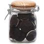 Circleware Wooden Cottage Glass Canister Jar Set with Hermitic Locking Preserving Lids, Set of 2, 35/53 oz, Clear