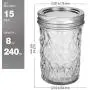 Mason Jars 8 OZ, VERONES 8 OZ Canning Jars Jelly Jars With Regular Lids, Ideal for Jam, Honey, Wedding Favors, Shower Favors, Baby Foods, 15 PACK