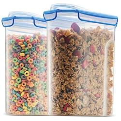 Extra Large Cereal Containers Storage Set [2pk,168oz-21cup] Airtight Silicone Sealed Locking Lids Maintains Freshness -Space Saving Cereal Container -Food Storage Containers For Flour, Sugar, Rice Etc