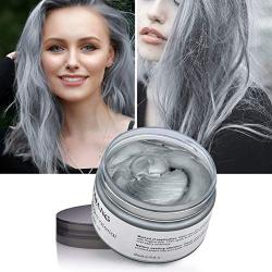 Hair Color Wax Silver Gray Hair Wax 4.23 oz Temporary Hair Dye Natural Hairstyle Pomade Cream Unisex Wax for Men and Women(Grey)