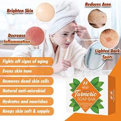 Turmeric Soap Bar for Face & Body - All Natural Turmeric Skin Lightening Soap - Turmeric Face Soap Reduces Acne, Fades Scars & Brightens Skin - 4 Oz Turmeric Bar Soap for All Skin Types Made in USA