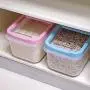 HOMELUNY Set of 4 Large Rice Storage Box Moisture Proof Rice Bucket Storage Bin for Candy, Cookie, Rice, Sugar,Flour,Snacks Keeping Food Dry & Fresh green