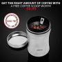 Airtight Coffee Storage Canister Keeper with Free Scoop Spoon and eBook - 12.5 oz Beans or 16 oz Ground Coffee Container Jar Holder - Premium Quality Stainless Steel Vault Tin