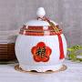 Food Jars & Crocks Rice Storage Bucket Household Ceramic Rice Cylinder Moistureproof and Insect Sealed Storage Tank Flour Tank Kitchen Rice Bucket Gift (Color : White, Size : 34x37cm)