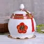 Food Jars & Crocks Rice Storage Bucket Household Ceramic Rice Cylinder Moistureproof and Insect Sealed Storage Tank Flour Tank Kitchen Rice Bucket Gift (Color : White, Size : 34x37cm)
