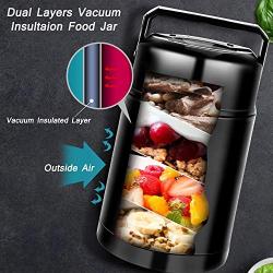 Vacuum Insulated Food Thermos,Micnaron Stainless Steel 33oz Food Jar,Free Thermos Thermal Soup Containers Handle Lid for Hot Food Wide Mouth,Durable Leak Proof Lunch Box with a Cloth Carry Bag