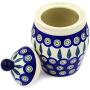 Polish Pottery 6?-inch Jar with Lid (Peacock Leaves Theme) + Certificate of Authenticity