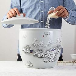 Home Décor Ceramic Rice Jar Sealed with Lid Kitchen Food Storage Tank Household Decoration Accessories Ceramic Jar Decorative Accessories (Color : White, Size : 15.5x24x20.5cm)