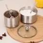 Seasoning Jar, Maserfaliw Seasoning Jar Bowl Kitchen Condiments Pot Spice Container with Lid and Spoon - Silver Medium, Recyclable, Suitable For Holiday Gifts In The Outing and Indoors. Seasoning Jar, Maserfaliw Seasoning Jar Bowl Kitchen Condiments Pot Spice Container with Lid and Spoon - Silver Medium, Recyclable, Suitable For Holiday Gifts In The Outing and Indoors.