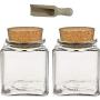 Viva housewares Spice jar Made of Glass with Cork Stopper, usable as Glass Jars and Storage tins for Spices, Salt, etc, Glass, Transparent, 200 ml