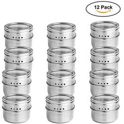 | Storage Bottles & Jars | 12pcs/set Stainless Steel Spice Sauce Storage Container Jars Clear Lid Magnetic Spice Tin Jar Kitchen Condiment Holder Houseware | by HUDITOOLS | 1 PCs