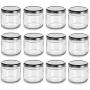 Nakpunar 12 oz Wide Mouth Glass Jars with Silver Lids -Set of 12 - Salsa style - Made in USA