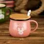 Süßes Tier-Keramik Zuckerbecher-Set mit Holzdeckel, Serviersilberlöffel, Salzschüssel, Pfefferbehälter, Gewürzbehälter, Salz- und Gewürzregalhalter, rosa