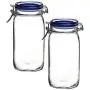 Bormioli Rocco Fido Pot Jar en Verre avec Bouchon Bleu, 1.50 Litres (Lot de 2)