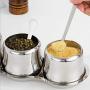 Stainless Steel Spice Container, Household Condiment Jar Set Kitchen Spice Storage Canister With Serving Spoons And Non-slip Base -3pcs