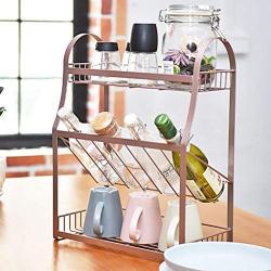 3 Tier Metal Kitchen Spice Rack Countertop Standing Corner Shelf, Pratical Simple Seasoning Organizer Jars Bottle Cans Storage Holder With Tilted Design for Easily Picking,13.6&quot6.9&quot16.9",Pink,BLack