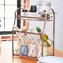 3 Tier Metal Kitchen Spice Rack Countertop Standing Corner Shelf, Pratical Simple Seasoning Organizer Jars Bottle Cans Storage Holder With Tilted Design for Easily Picking,13.6&quot6.9&quot16.9",Pink,BLack