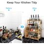 Tribesigns 3-Tier Standing Spice Rack Kitchen Bathroom Countertop Storage Organizer with Knife Holder & Chopping Board Rack, Bamboo Spice Bottle Jars Rack Holder with Adjustable Shelf