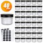 4 oz Glass Jars With Lids（Black）,Small Clear Canning Jars For Caviar,Herb,Jelly,Jams,Mini Wide Mouth Mason Jars Spice Jars For Kitchen Storage Preserving Food And Party Favors 40 Pack