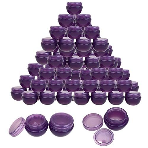 Beauticom 48 Pieces 10G/10ML Purple Frosted Container Jars with Inner Liner for Homemade Moisturizers, Lotions, Skin Care Products - BPA Free