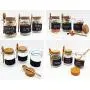 1PCS 250ML/8.5Oz Leere Glas Klare Bad Salz Würze Glasflasche Küchenbehälter mit Holzessor und Korkstopfen zum Lagern von Lebensmitteln, Badezusatz, Puder, Zucker, Honig, Nüssen, Trocken Süßigkeiten, BBQ