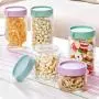 1Pcs Kitchen Glass Sealed Jars With Lid Cereals Snacks Storage Tank Milk Powder Candy Cookie Container Storage Bottle,400Ml-Blue