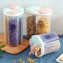 Multi-Grain Storage Box, Transparent Plastic Cereal Storage Containers Divider with Lids & Pour Spout for Dry Food, Flour, Sugar, BPA Free
