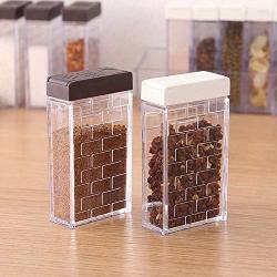 6Pcs/Set Spice Jar Seasoning Box Kitchen Spice Storage Bottle Jars Transparent Salt Pepper Cumin Powder Box Tools,White