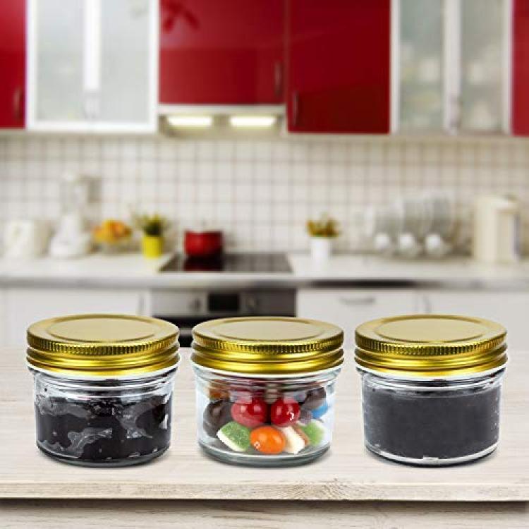 Encheng 4 oz Clear Hexagon Jars,Small Glass Jars With Lids(Black),Mason Jars  For Herb