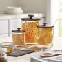 mDesign Modern Round Kitchen Countertop Storage Organizer Canister Jar for Sugar, Flour, Tea, Coffee, Spices, Candy, and Beans, 2 Pack - Clear/Bronze