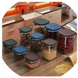 Kitchen Multi Grain Storage Tank Plastic Transparent Sealed Cans Tea Cans Milk Powder Snack Storage Box Seasoning Jar,Random Color 300Ml
