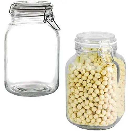 Anchor Hocking 2 Pack 67oz Glass Jars Airtight Hinged Hermes Lids Kitchen Storage Canisters Anchor Hocking 2 Pack 67oz Glass Jars Airtight Hinged Hermes Lids Kitchen Storage Canisters