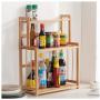 Fine 3-Tier Standing Spice Rack,Kitchen Countertop Storage Organizer, Spice Bottle Jars Rack Holder Bamboo Bathroom Countertop Holder Storage Organizer Shelf