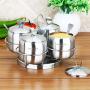 Removable and easy to clean with cover Seasoning b Seasoning Box Set Stainless Steel Rack With 4 Spice Jars Kitchen Supplies Storage Container Pots Condiment Serving Bowls With Serving Spools (Stainle
