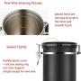 Large Sealed Coffee Bean Container with One-way CO2 Exhaust Valve/Time Record Dial, 1.8L Stainless Steel Airtight Nuts Grains Flour Sugar Coffee Grounds Tea Canister Moisture Proof Storage Jar (Black)