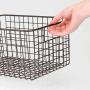 mDesign Farmhouse Decor Metal Wire Food Storage Organizer Bin Basket with Handles - for Kitchen Cabinets, Pantry, Bathroom, Laundry Room, Closets, Garage - 12 Inches Long - 8 Pack - Bronze