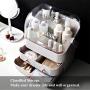Haturi Makeup Organizer, Waterproof & Dustproof Cosmetic Organizer Box Fully Open Makeup Display Boxes ,Makeup Caddy Holder for Bathroom, Dresser, Countertop (White)