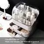 Haturi Makeup Organizer, Waterproof & Dustproof Cosmetic Organizer Box Fully Open Makeup Display Boxes ,Makeup Caddy Holder for Bathroom, Dresser, Countertop (White)