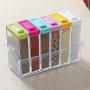 Seasoning Box with Member, Transparent Plastic Cruet Versatile Preserving Jars Pack of 6 with Tray-A