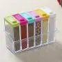 Seasoning Box with Member, Transparent Plastic Cruet Versatile Preserving Jars Pack of 6 with Tray-A