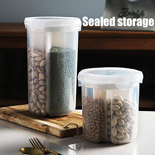 CerisiaAnn Storage Jar, Airtight Food Storage Container, Sealed Anti-Moisture Sorting Grids Beans Case for Home Kitchen