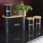 Typhoon Otto Tea, Coffee and Sugar Storage Canister with Bamboo Lid, Set of 3, Black, 1 Litre
